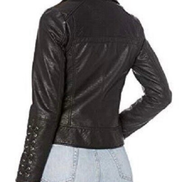 GUESS Leather Moto Jacket with Removable Fur XS - Picture 6 of 7